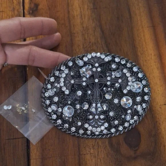 Rhinestone Cross Belt Buckle - Picture 1 of 4